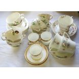 5 MIDWINTER STYLECRAFT PINE CONE SMALL CUPS & SAUCERS, 3 CAULDON COFFEE CANS & SAUCERS, 6 CABINET