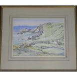 A.E. V. LILLEY WATERCOLOUR NORTHCOTT MOUTH BUDE TOWARDS LUNDY 15" x 11"