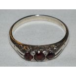SILVER RED STONE SET RING