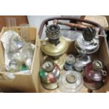 BOX OF VARIOUS OIL LAMPS