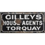 ENAMEL SIGN GILLEYS HOUSE AGENTS, TORQUAY 17.5' X 8'