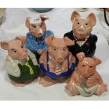 5 WADE NATWEST PIG MONEY BOXES