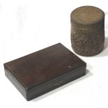 MAHOGANY TABLE BOX & CARVED ORIENTAL CIRCULAR CADDY BOX