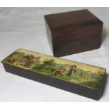 SMALL VICTORIAN HOMEOPATHIC CHEMIST BOX + PAINTED LACQUER PENCIL BOX