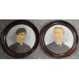 PR OF EDWARDIAN CIRCULAR FRAMED PORTRAITS