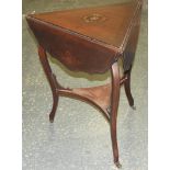 MAHOGANY INLAID TRIANGULAR DROP FLAP TABLE