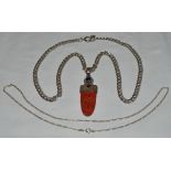 STONE SET PENDANT TO CHAIN MARKED 925 & NECK CHAIN