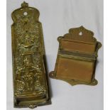 BRASS WALL MOUNTED TAPER BOX & LETTER RACK