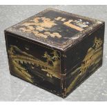 ORIENTAL LACQUER TABLE BOX 11.75' SQ