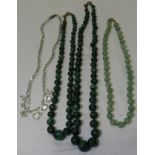 3 STONE BEAD NECKLACES & DECO GLASS BEADED NECKLACE