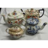 4 VICTORIAN TEAPOTS