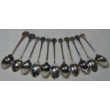 SILVER 11 BOWLING PRESENTATION TEASPOONS 157.7G