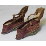 CHINESE LOTUS BOUND FEET EMBROIDED SILK SLIPPER SHOES 4'