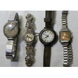 5 WRISTWATCHES INCL 1 SILVER CASED