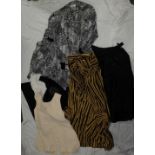 BOX VINTAGE CLOTHING INC BURBERRY NAVY WOOL JUMPER SIZE 40, BICKLER SIZE 18 STRIPPED DRESS,