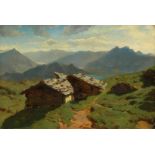 CALAME, ALEXANDRE(Vevey 1810 - 1864 Menton)Un plateau du Rigi. 1862.Öl auf Karton.46,5 x 67,5 cm.
