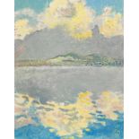 AMIET, CUNO(Solothurn 1868 - 1961 Oschwand)Thunersee mit Stockhorn, "Wolkentag". 1931.Öl auf