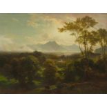 STEFFAN, JOHANN GOTTFRIED(Wädenswil 1815 - 1905 München)Landschaft bei Brannenburg.Öl auf Leinwand.