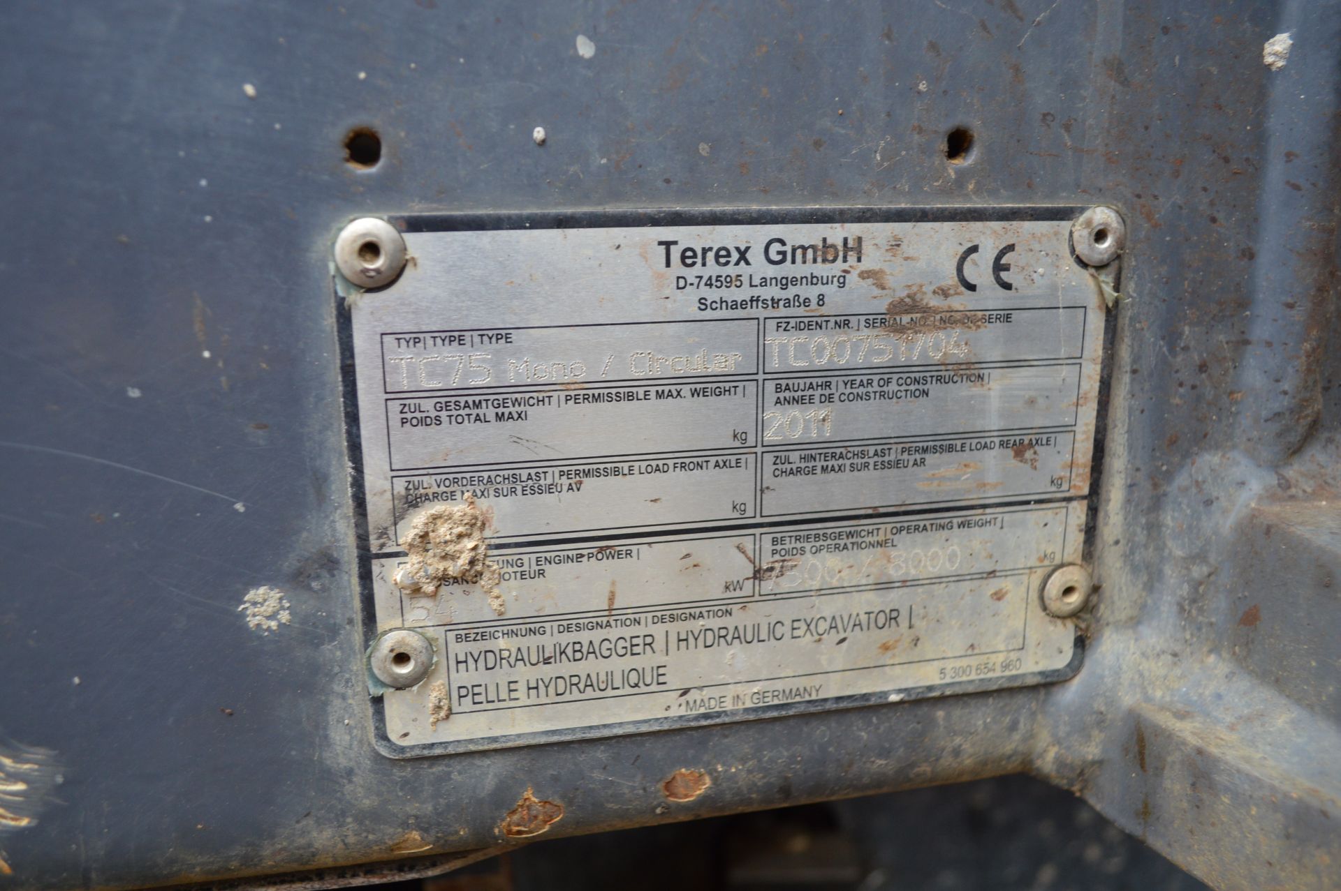 Terex 7.5t Excavator. Model No: TC75 - Image 13 of 30