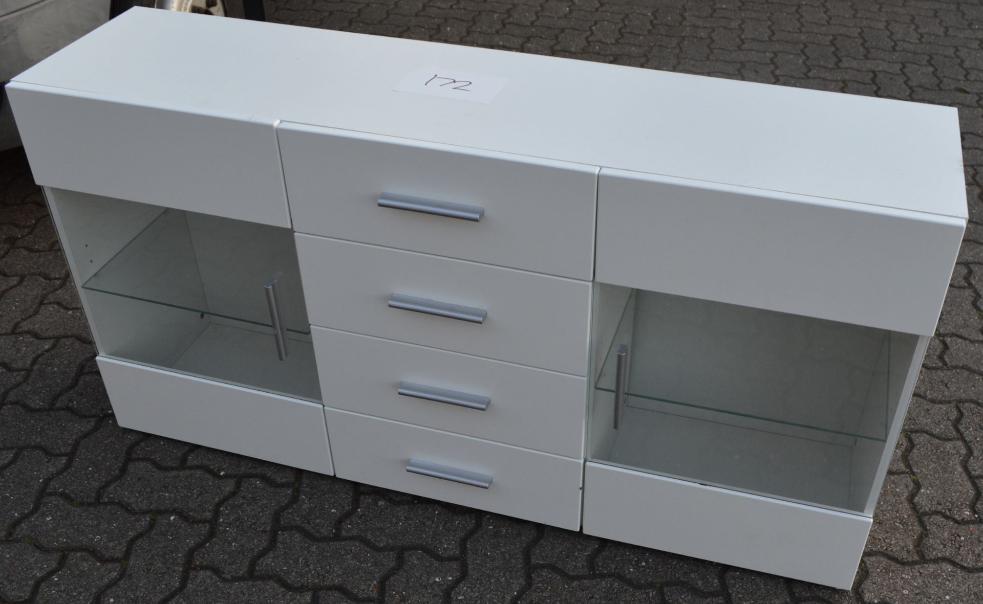 White Work Station with Glass 140cm Long x 45cm Deep 70cm High (please note: this item is located in - Image 2 of 4