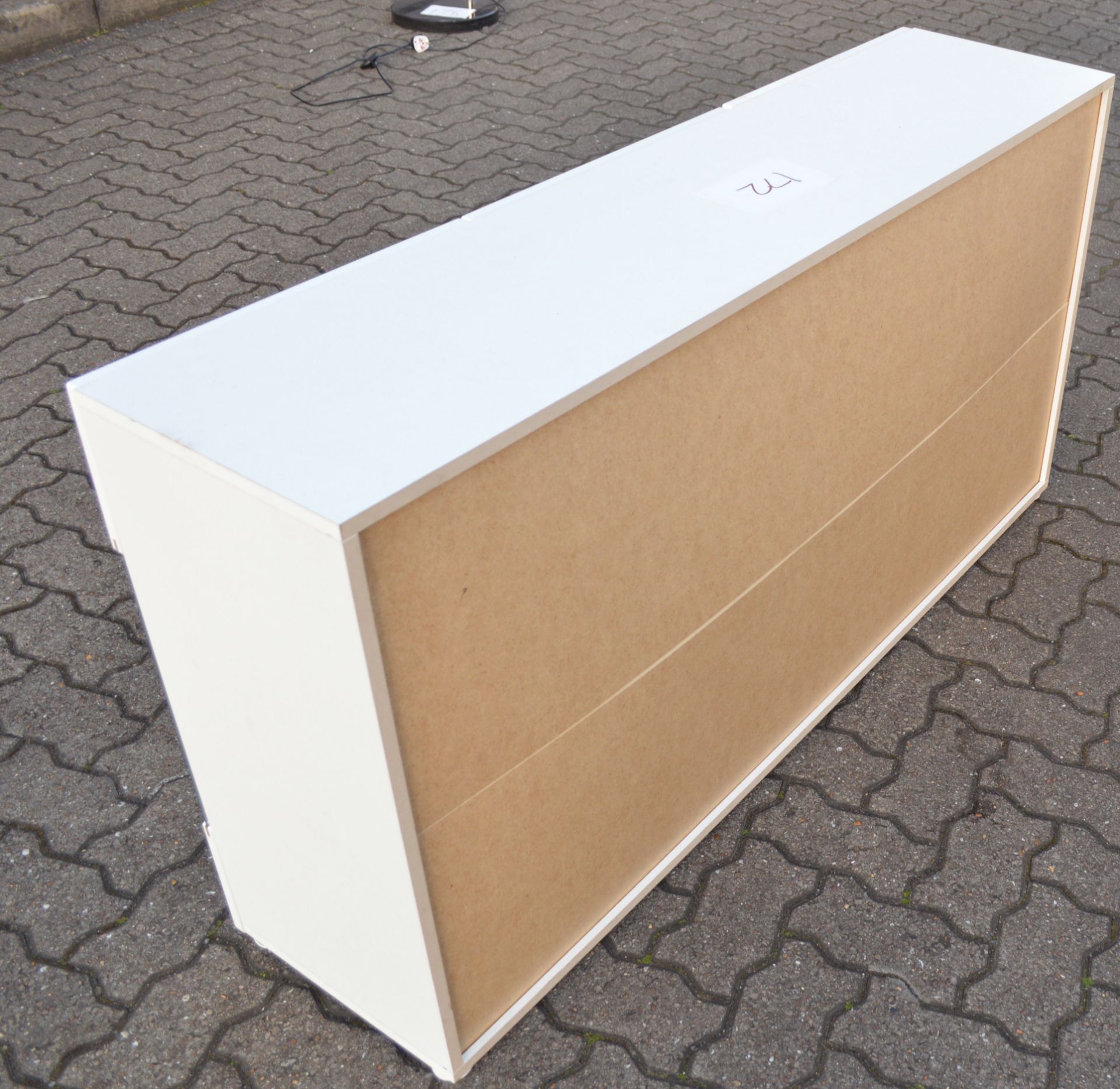 White Work Station with Glass 140cm Long x 45cm Deep 70cm High (please note: this item is located in - Image 3 of 4