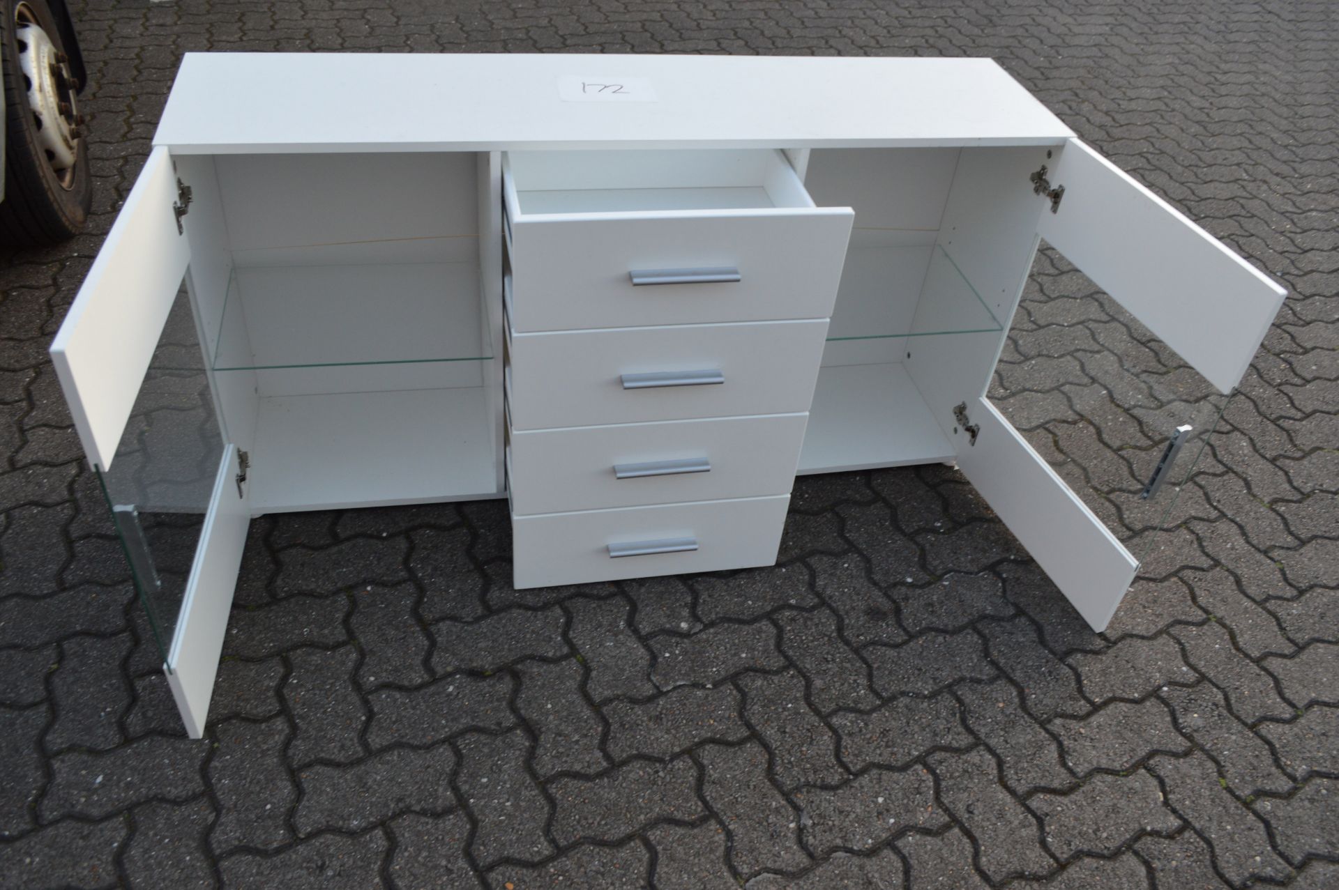 White Work Station with Glass 140cm Long x 45cm Deep 70cm High (please note: this item is located in - Image 4 of 4