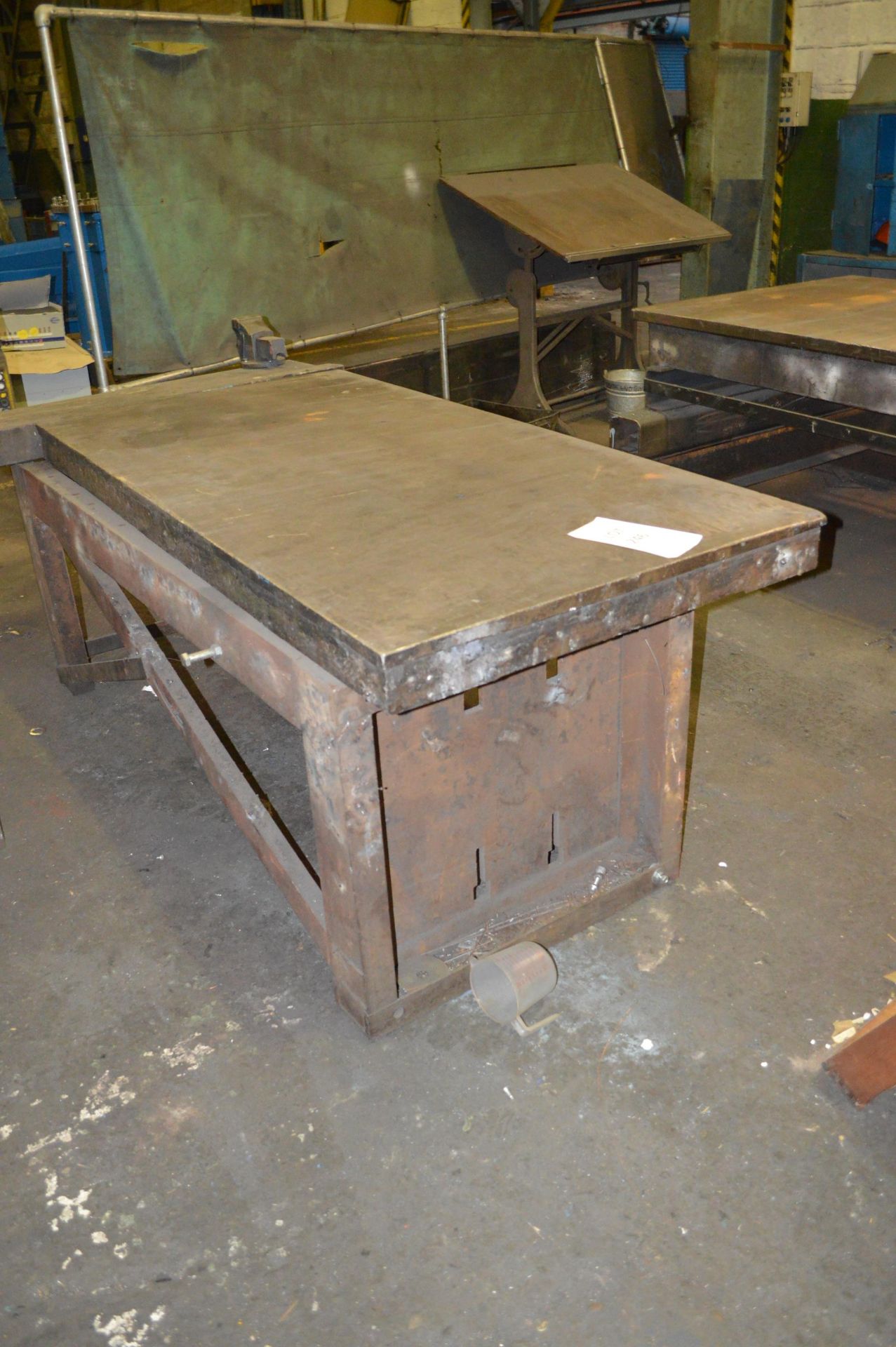 Welded Mild Steel Work Bench with Vice (10cm top) w-185cm, d-93cm, h-93cm