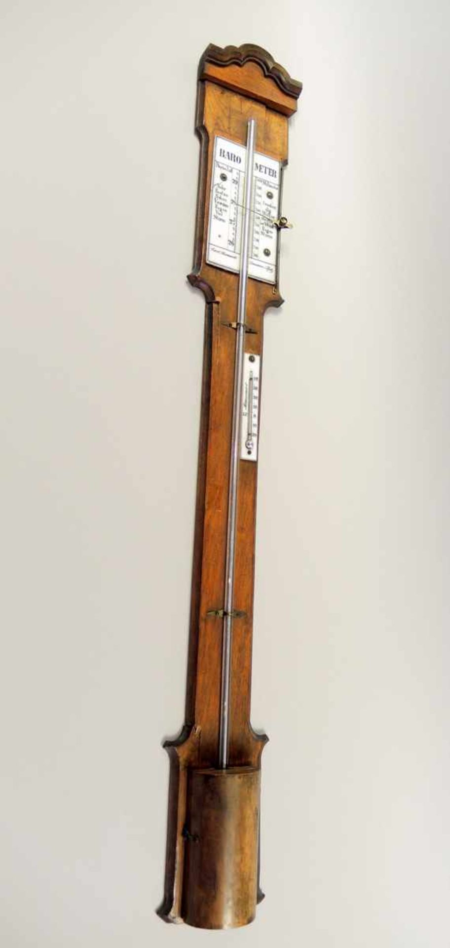 Altes Barometer Karl Hammell Landau in Pfalz. Gebrochen. Um 1850. L ca. 100 cm