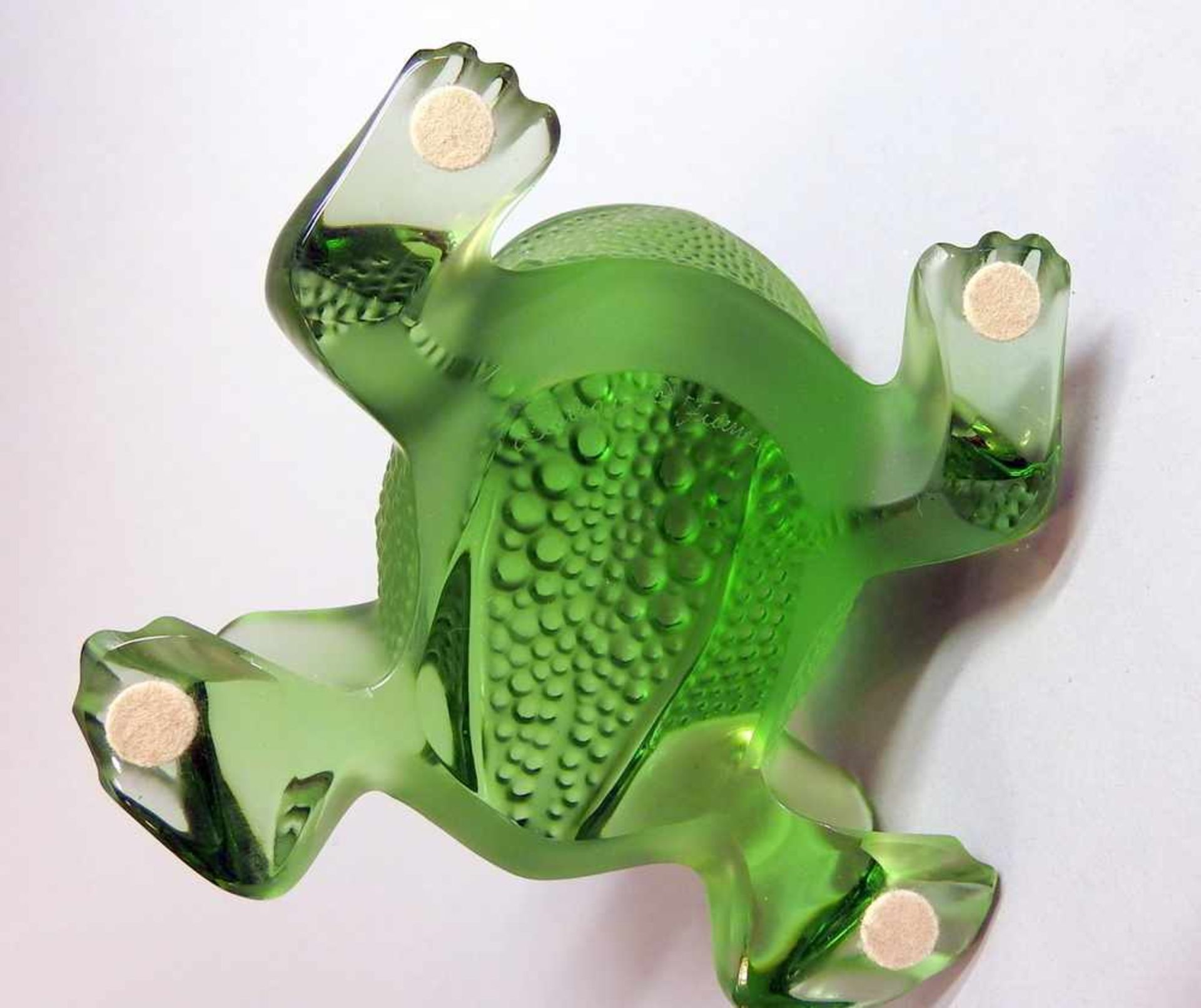 Großer Lalique Frosch Aus grünem Glas. Signiert. Gut erhalten. H ca. 8 cm - Bild 3 aus 3