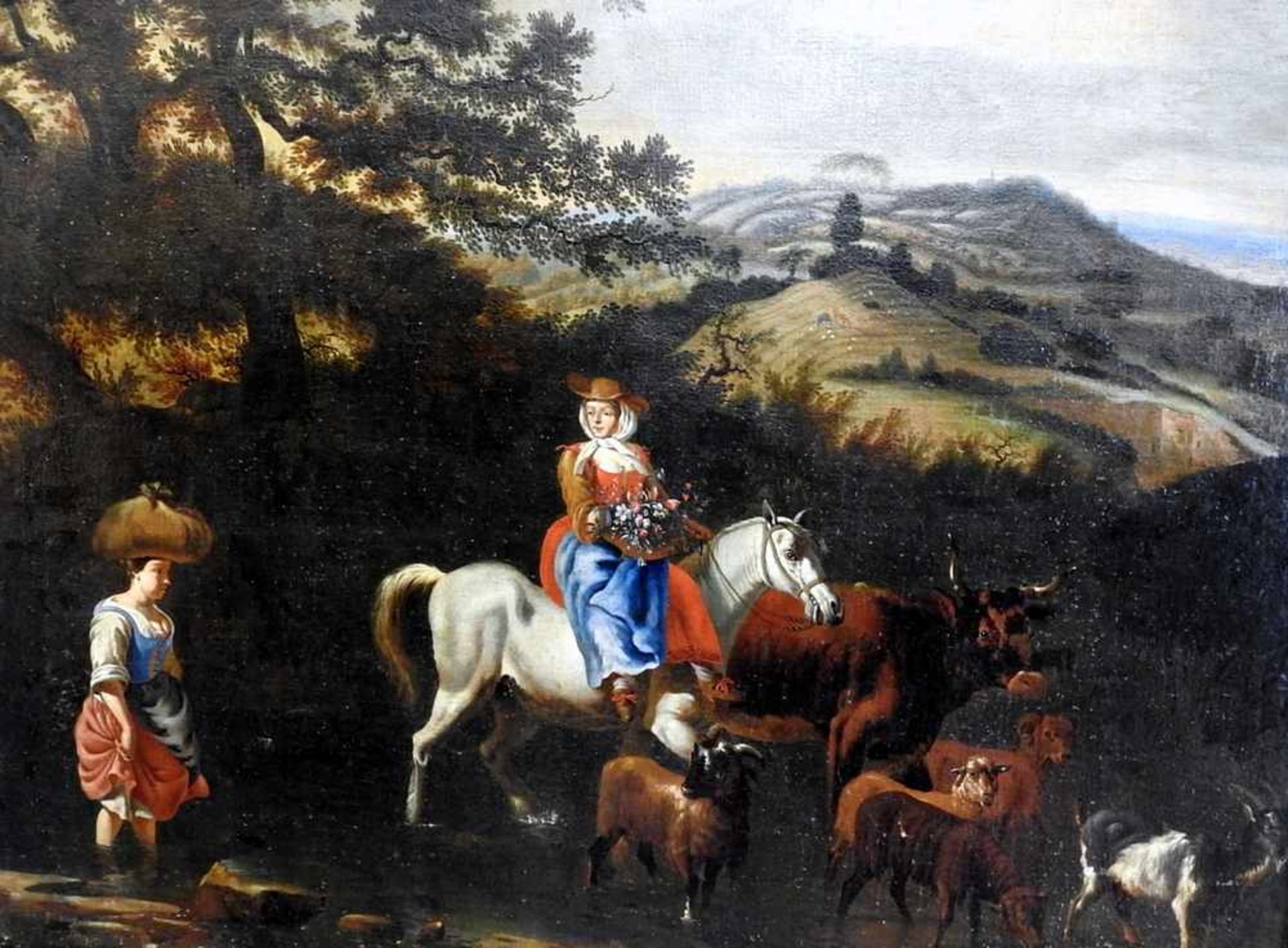 Jan Siberechts, 1627 Antwerpen - 1703 London Heimkehr von der Tränke in sommerlicher Landschaft.