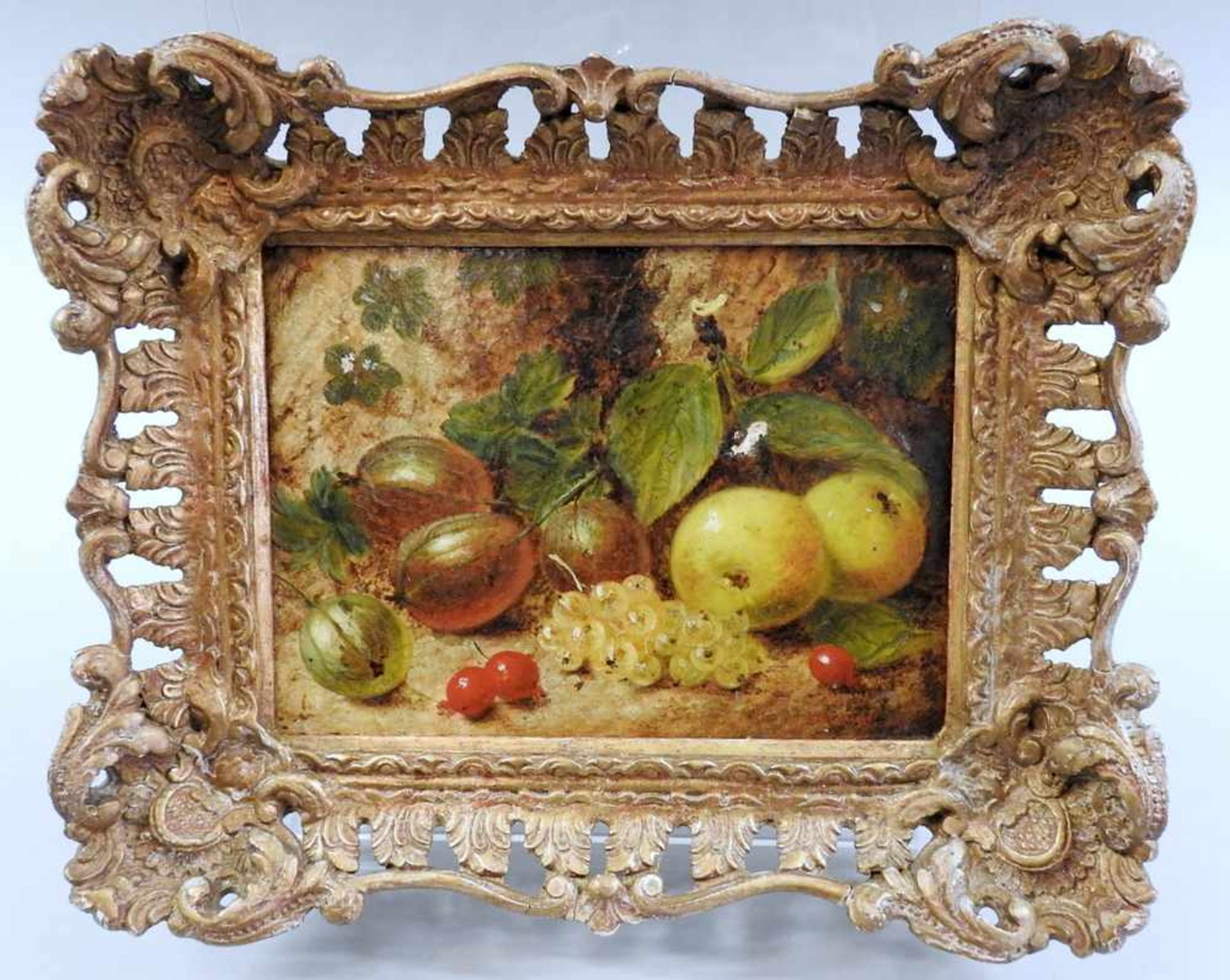 Oliver Clare, 1853 Birmingham - 1927 ebenda Sehr feines Obststillleben mit Äpfel und Pflaumen. Öl/ - Bild 2 aus 2