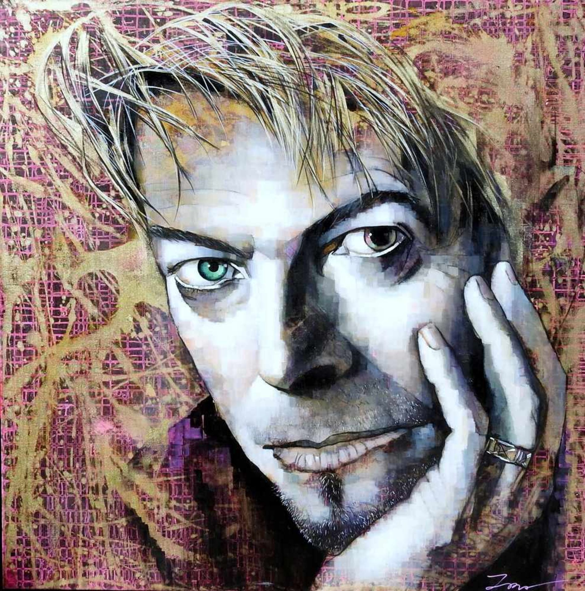 Ira Tsantekidou, geboren 1967 David Bowie. Öl/Acryl/Pigment/Leinwand. Ungerahmt, rechts unten