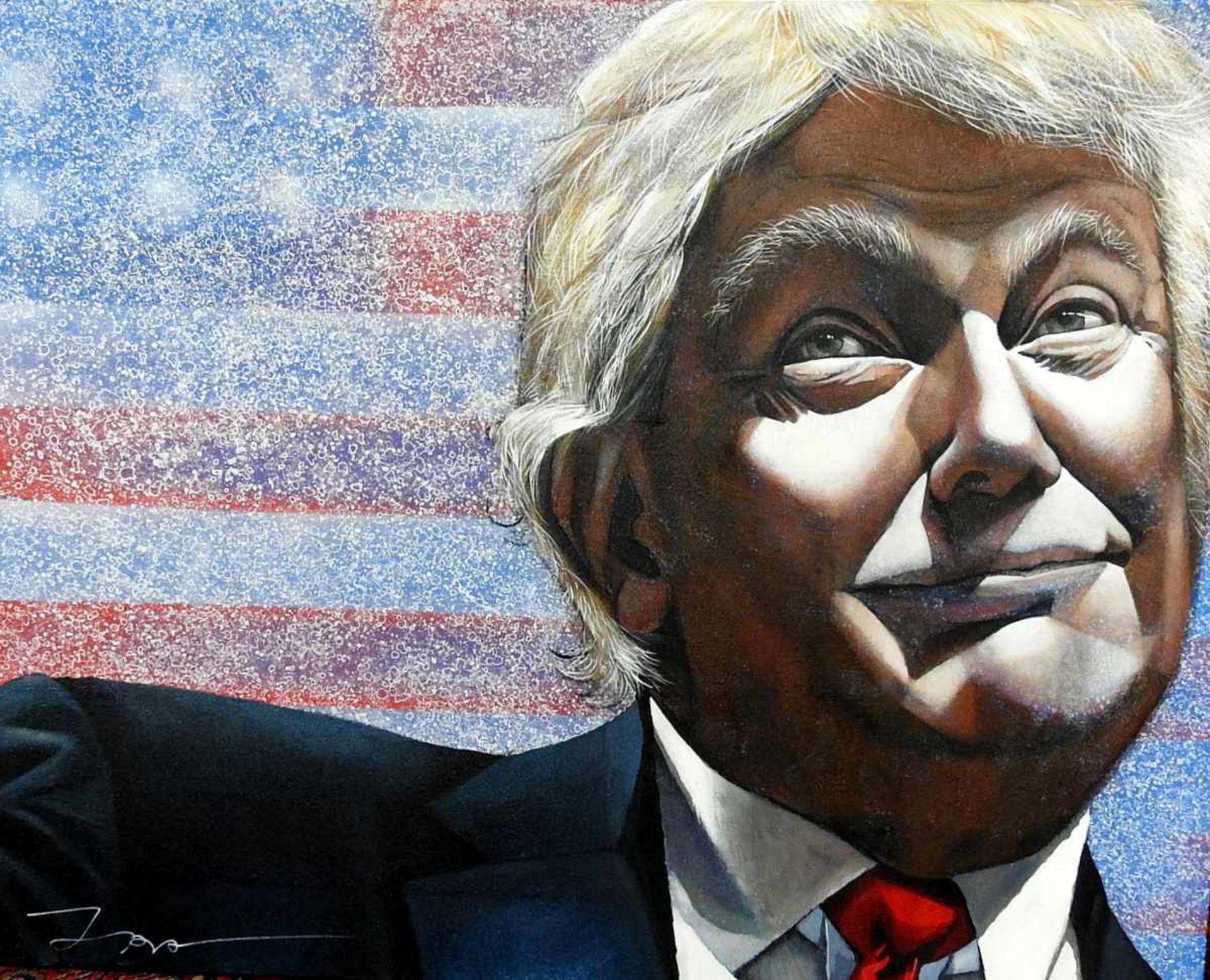 Ira Tsantekidou, geboren 1967 "Die letzte Hoffnung". Portrait von Donald Trump. Öl/Leinwand.