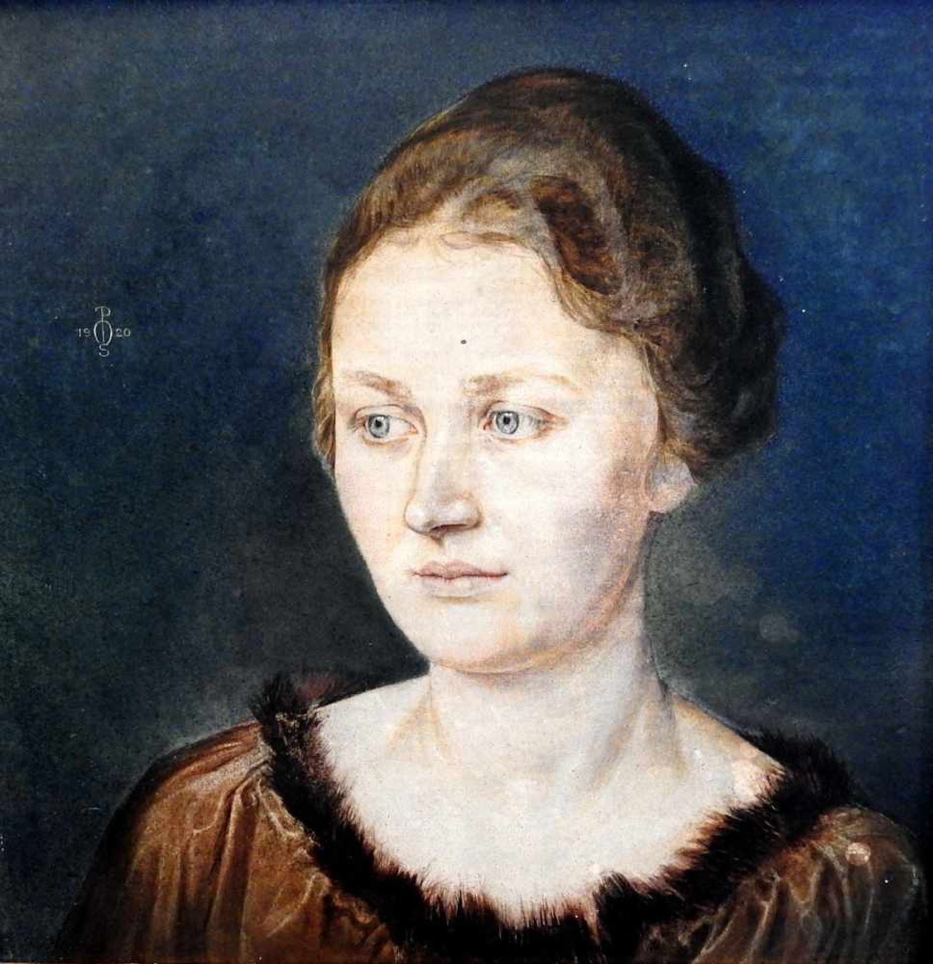 Damenportrait Pastell auf Schiefertafel, gerahmt. Sehr elegantes Portrait einer Dame mit