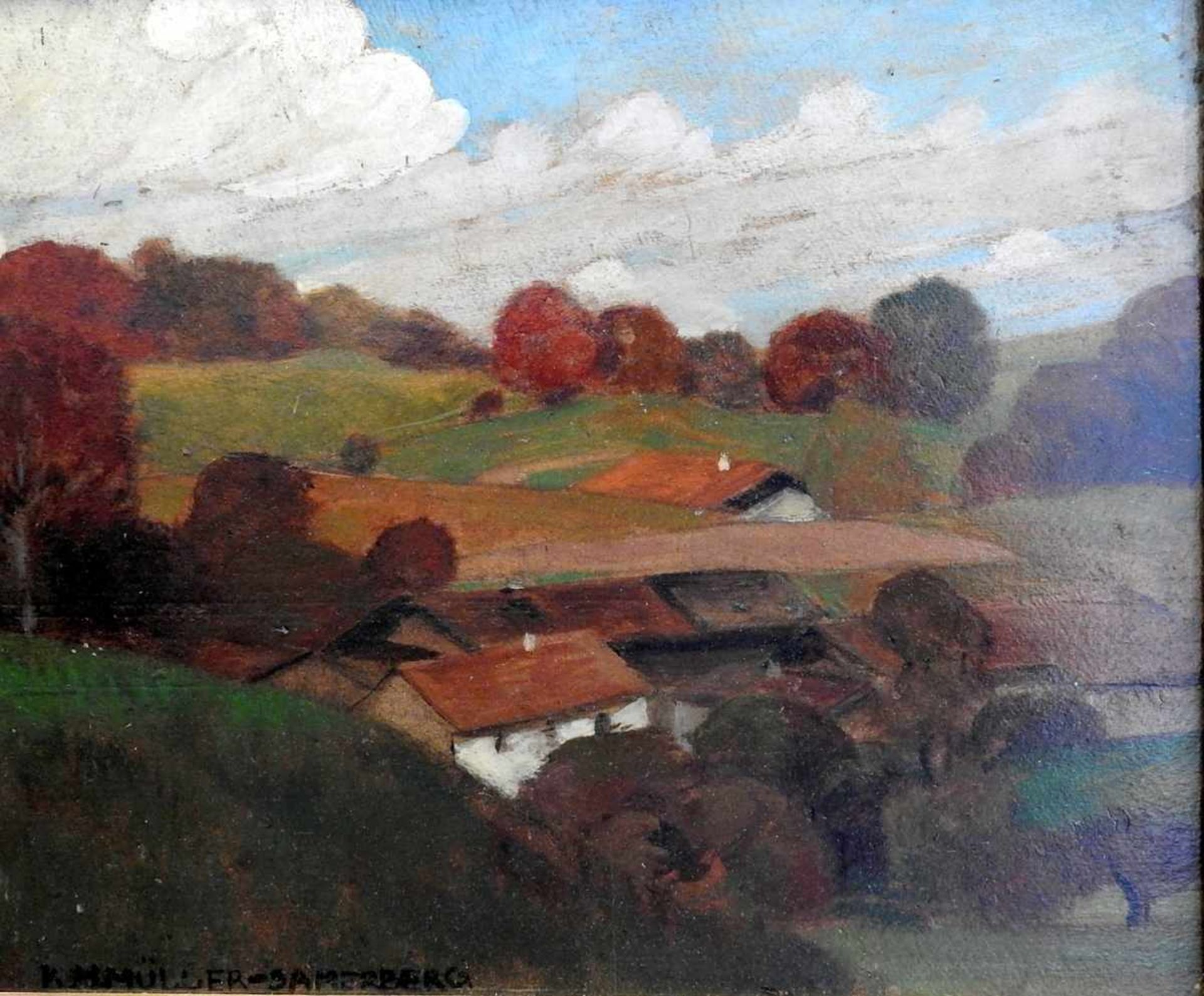 Karl Hermann Müller-Samerberg, 1869 Adorf/Vogtl - 1946 Törwang Herbstliche Hügellandschaft an