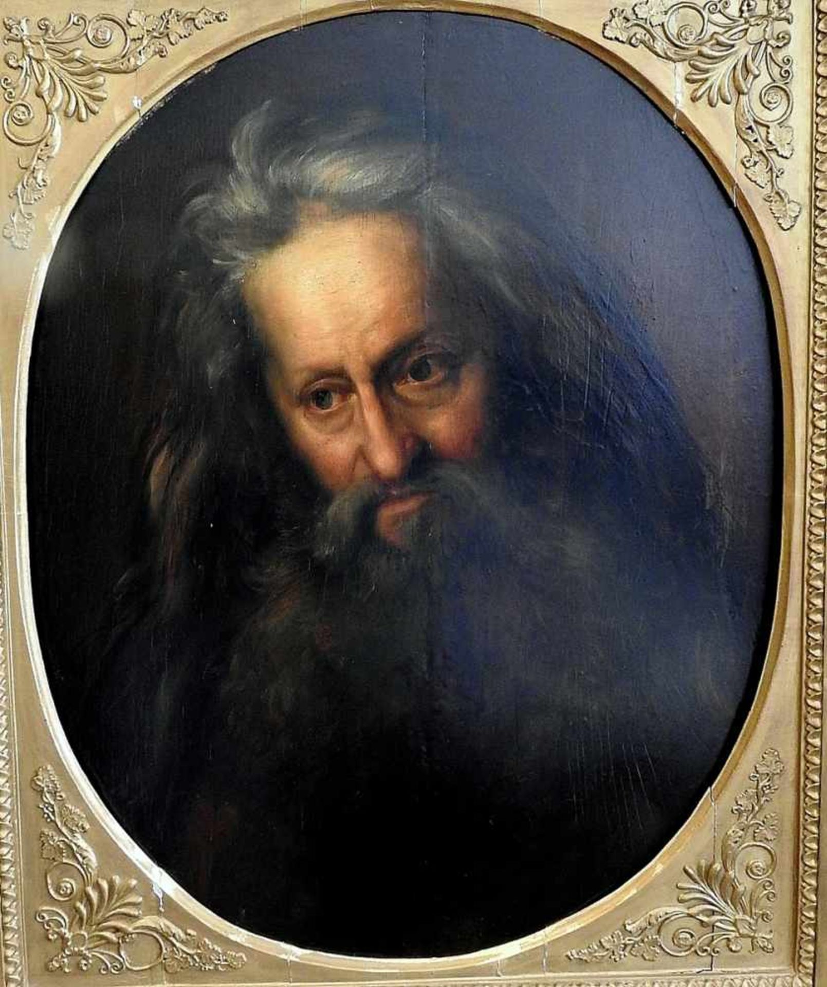 Altmeistergemälde Portrait von Johannes dem Täufer. Öl/Holz, gerahmt. Leichtes Krakelee, mittiger