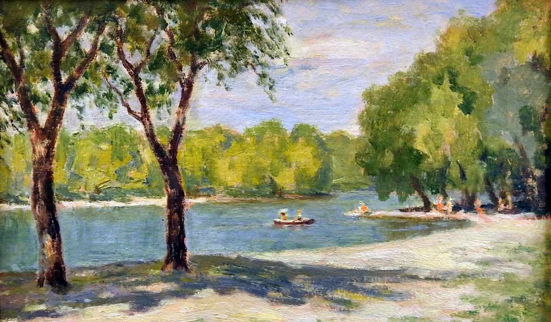 Alexandre Cheluto, geboren 1937 Odessa See im Park. Öl/Malkarton, gerahmt, Verso auf russisch