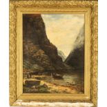 Fjordlandschaft, nach Georg Anton Rasmussen Öl/Leinwand, 62 x 48 cm, Rahmen beschädigt.