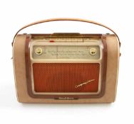 Kofferradio Schaub-Lorenz 50er Jahre Beige-brauner Kunstlederkorpus mit Bakelit, Front mit
