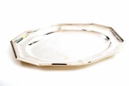 Ovales Tablett, Falkenberg, Frankreich 925er Silber. Schlichter ovaler Spiegel, leicht geschweifte