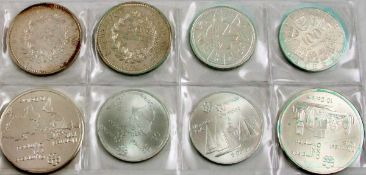 8 Silbermünzen U.a. Olympia-Gedenkmünzen sowie Sonderprägungen Österreich, Kanada und Frankreich.