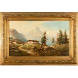 Rohsal, Louis 1820 - 1910. Landschaftsmaler, Voralpenlandschaft. Öl/Leinwand. 40 x 65 cm, Rahmen.