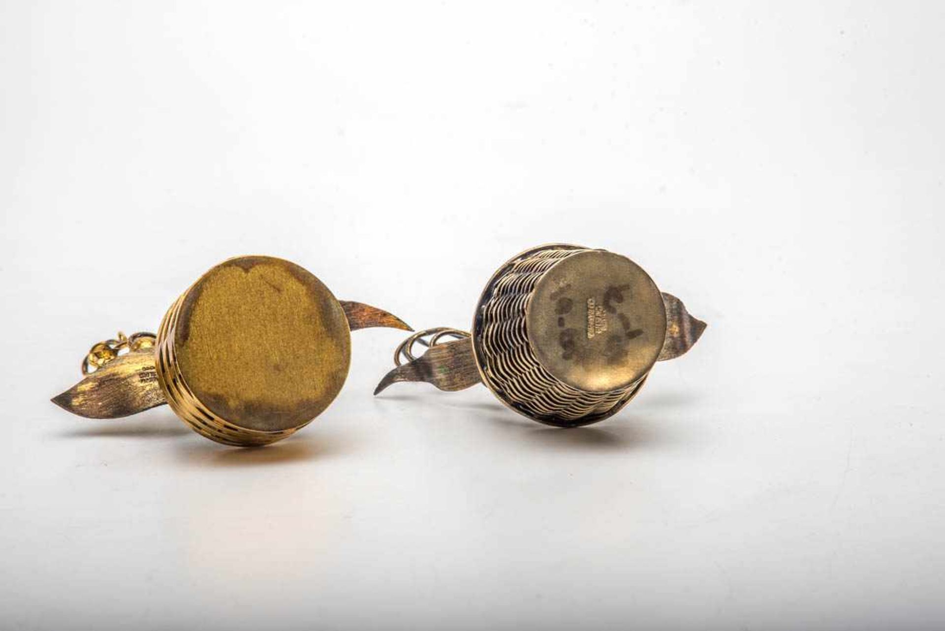 Paar naturalistische Pflanzkörbchen,Tiffany & Co Mexico, Silber, vergoldet, Höhe max. 11,5 cm. - Bild 3 aus 3