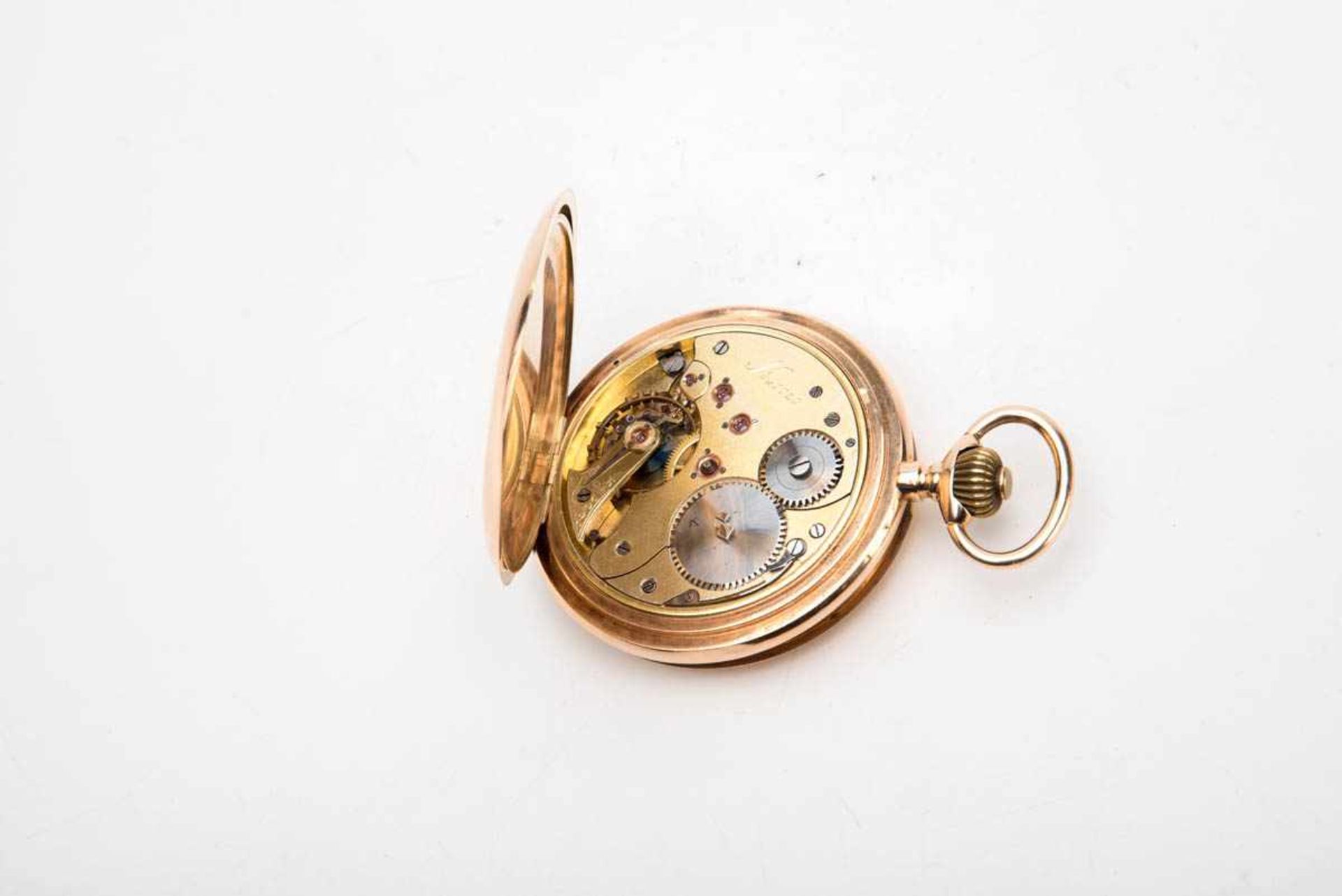 Goldene Taschenuhr mit Sprungdeckel Marke Cellini, Biel/Schweiz, um 1900, Herstellermarke: Cellini - Bild 3 aus 4