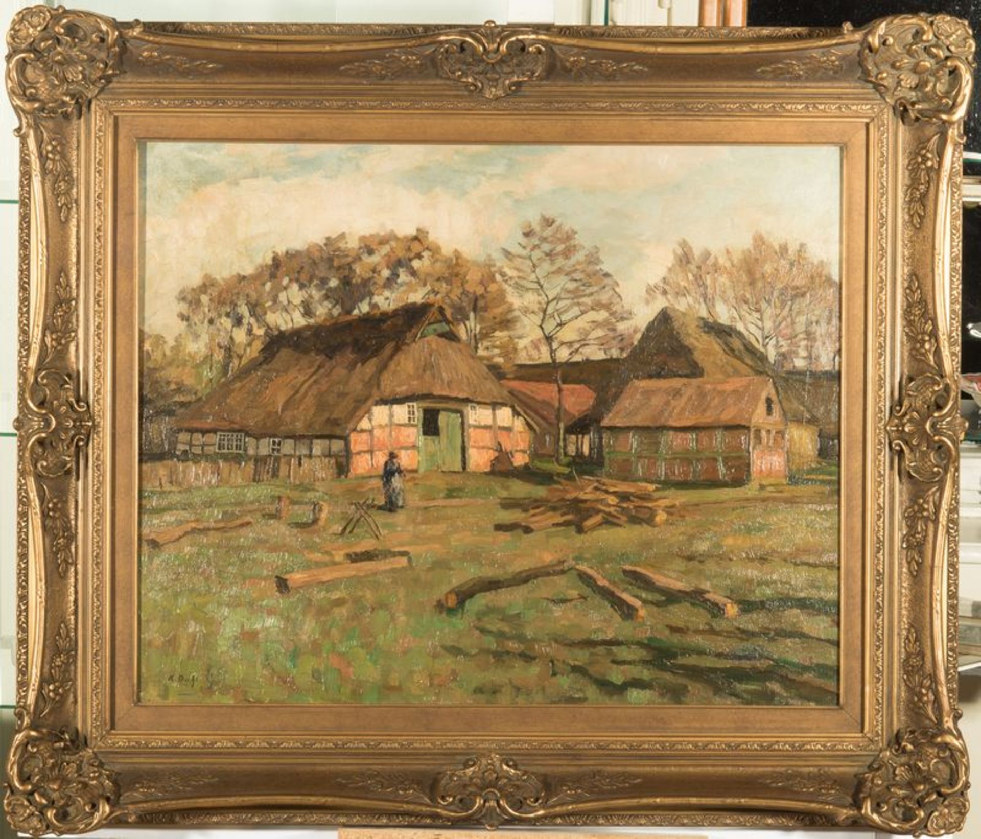 Dahl, Karl (Zwingendorf in Hessen 1869 - 1942 Düsseldorf) Bauerngehöft in Norddeutschland, Öl auf