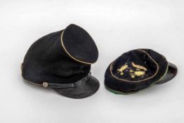 Offiziers-Mütze USA Konföderation Schirmmütze mit hohem Kopfteil, aufgenähte schwarz-goldene Kordel.