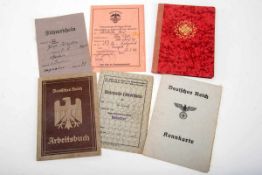 Konvolut Ausweise Mitgliedsbücher, Wehrmacht Führerschein , 6 Teile.