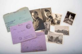 Kleiner SS Nachlass 2 Feldpostbriefe mit Inhalt, 9 Fotos, SS Regiment Hohenstaufen.