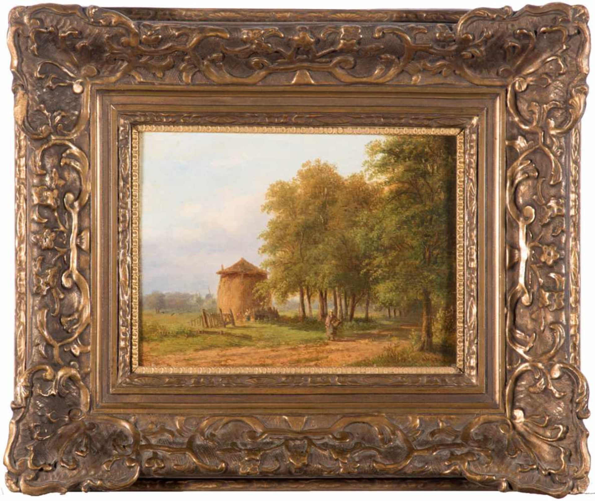 Dahmen, Jakob (1821 - 1900) Niederländischer Landschafts- und Genremaler, Landschaft mit Bauern