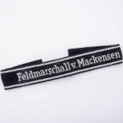 Offiziers Ärmelband, 2. WK, Wehrmacht Ärmelband "Feldmarschall v. Mackensen", Silberdraht